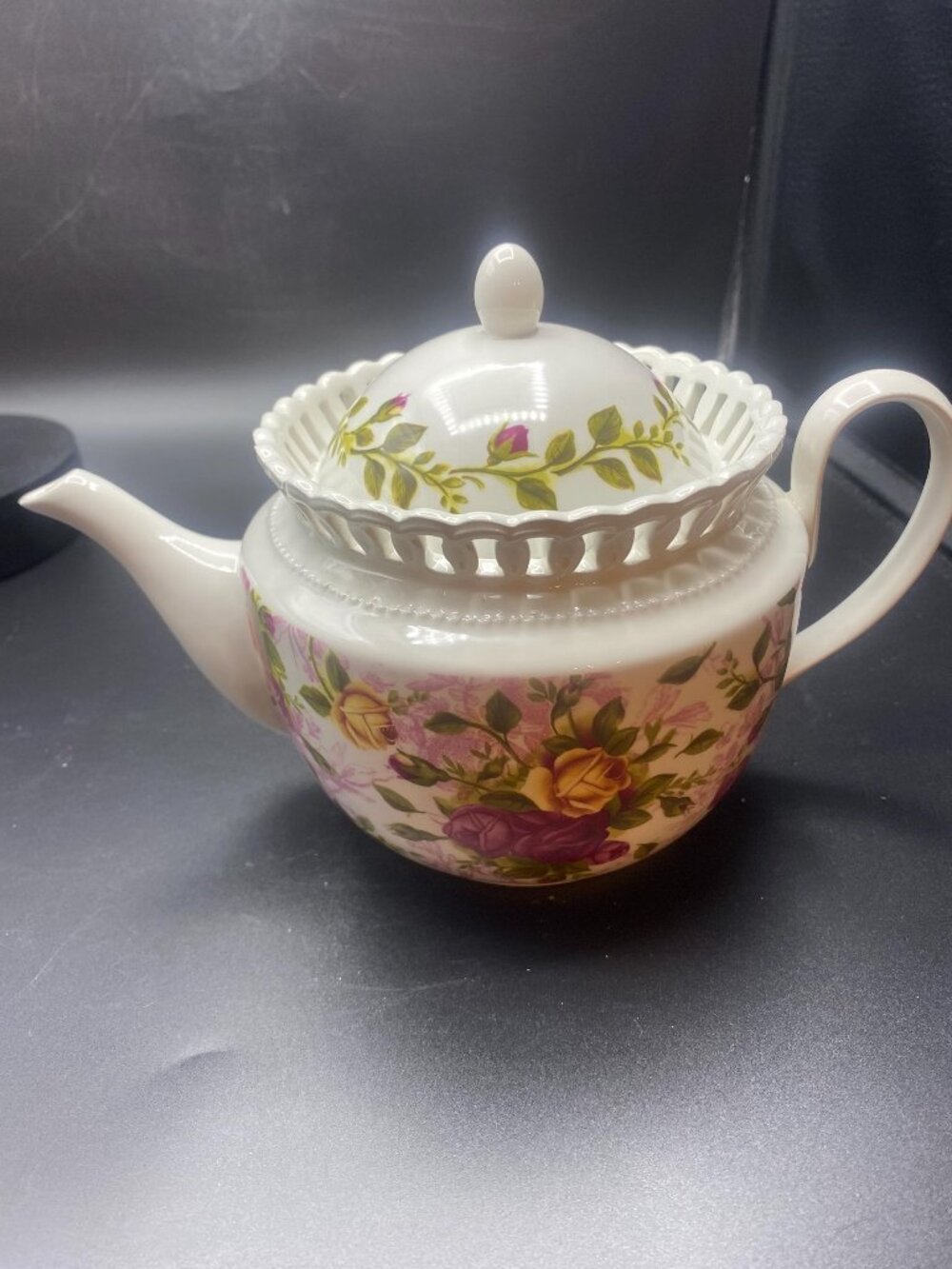 Royal Albert Old Country Roses Pierced Porcelain Teapot
